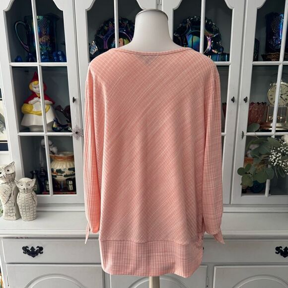 Apt 9 Peach / Pink Textured Top with Tie Sleeves Size XL - Picture 5 of 9